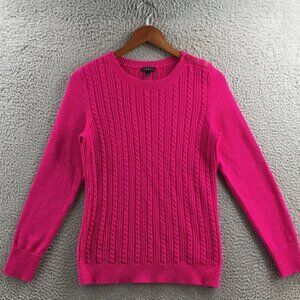 Talbots Sweater Womens XS Pink Cotton Blend Cable Knit Pullover Long Sleeve